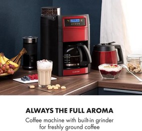 Klarstein Aromatica II Duo, cafetieră, râșniță, 1,25 l, roșu