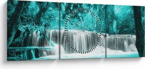 Tablou - Cascada albastră (cu ceas) (90x30 cm)