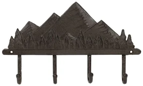 Cuier din fonta, negru, 4 agatatoare, Montagne Brown