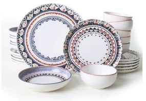 Set veselă 24 piese, multicolor, din ceramică stoneware