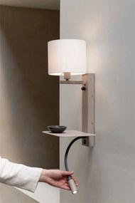 Aplica cu raft si reader LED, port USB si abajur textil alb Florence