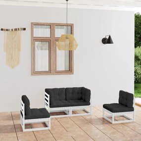 3076430 vidaXL Set mobilier de grădină cu perne, 4 piese, lemn masiv de pin