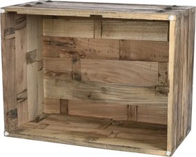 Măsuță de cafea dreptunghiulară din lemn reciclat, natur, cu formă de ladă, finisaj mat, 41 x 78 x 59 cm, „Bravon” – Ethnic Collections