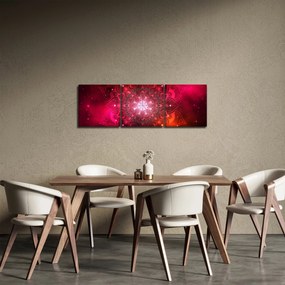 Tablou abstracției roșii (cu ceas) (90x30 cm)