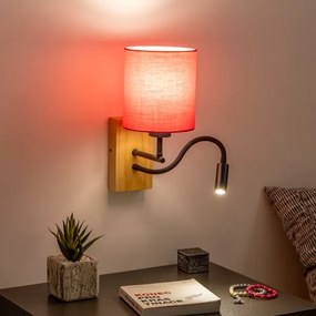 Lampă LED de perete Brilagi NUBILA WOOD 1xE27/25W/230V + LED/3W stejar/roz