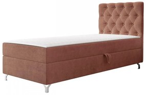 Pat de o persoană 80 cm Jenaks 1 (teracotă) (cu somieră și saltea) (cu sp. depozitare) (S). 1103580