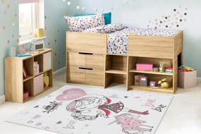 BAMBINO 2644 covor lavabil Fetiță, unicorn pentru copii anti-alunecare - alb / roz