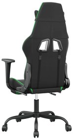 Scaun gaming de masaj suport picioare, negru verde, piele eco