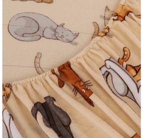 Cearsaf Cocolino microplus cu elastic COLORED CATS 90x200 cm crem