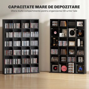 HOMCOM Dulap pentru CD-uri pentru 456 CD-uri sau 336 DVD-uri, 24 Compartimente, 89x20x130.5 cm Negru | Aosom Romania
