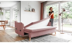 Canapea roz-deschis extensibilă 225 cm Charming Charlie – Miuform