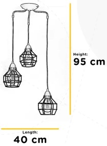 Lustră pe cablu ONLI SPIDER 3xE27/15W/230V negru/maro