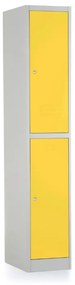 Dulap metalic - 2 cutii, 38 x 45 x 185 cm, incuietoare cu cilindru, galben - ral 1023