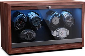 Klarstein Brienz 6, cutie de întors ceasuri, 6 ceasuri, 4 moduri, aspect de lemn, lumină interioară albastră