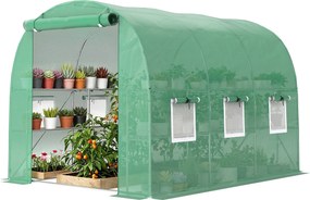 Outsunny Seră aprox. 2,7 x 2 x 2 m seră din folie cu rafturi ușă rulabilă cu fermoar 6 ferestre cu plasă stâlpi de susținere | Aosom Romania