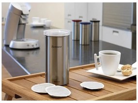 Recipient depozitare capsule, cafea, ceai Brabantia 646986, Pana la 18 capsule, Otel inoxidabil, Rezistent la amprente, Inox/rosu