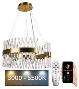 Lustră LED dimabilă pe cablu LED/130W/230V 3000-6500K auriu + telecomandă