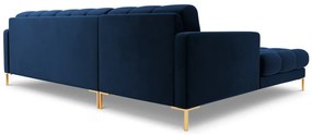 Colțar tapițat Bali, Albastru regal/5 locuri/picioare gold/partea stângă/ L293 x l185 x h75
