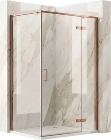 Cabina de dus dreptunghiulara cu usa batanta cupru periat Rea Bruno 120x90 cm