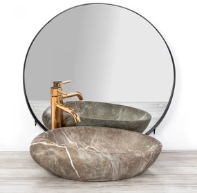 REA-U6650 - Lavoar pe blat ROXY, 31 x 49 cm, ceramică, gri, decor marmură