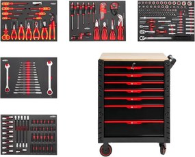 Cărucior de atelier profesional cu unelte 217pcs - 7 sertare 79169