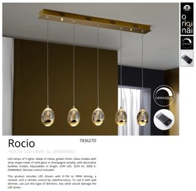 Lustra LED dimabila cu telecomanda ROCIO, auriu SV-783627D