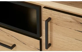 Bufet Cu 3 Usi, 2 Sertare Si 2 Nise Reno, Smoked Oak, Furnir Din Lemn Masiv, 230 Cm
