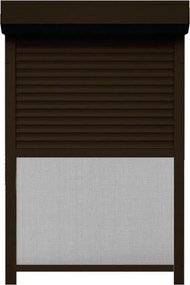 Rulou Exterior Aluminiu Maro Închis cu Plasă Insecte – Acționare Manuală