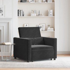 vidaXL Canapea Extensibilă 3 în 1 pentru O Persoană Catifea Neagră