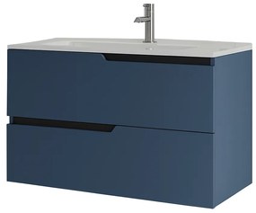 Mobilier pentru lavoar incastrat 80 cm, albastru mat, Fluminia Bari Albastru