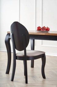 Set masa extensibila Windsor stejar inchis/negru L160-240 cm + 6 scaune Velo bej/negru