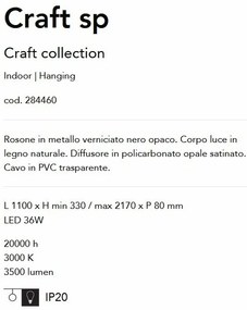 Lustra LED suspendata design natural lemn Craft sp