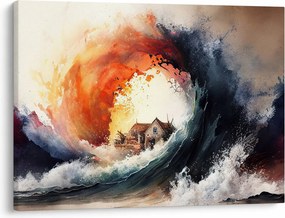 Tablou - În vârtejul potopului, acuarelă (70x50 cm)