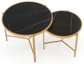 Set 2 buc. măsuțe de cafea Fantoma (marmură negru + auriu). 1092440