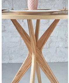 Masă de dining rotundă cu blat cu aspect de lemn de frasin ø 80 cm Jubi – Ragaba