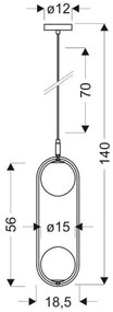Lustră pe cablu CORDEL 2xG9/28W/230V auriu