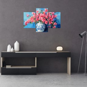 Tablou - Vază cu flori roz (90x60 cm)