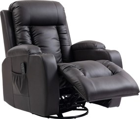 HOMCOM Fotoliu de masaj cu funcție de balans, înclinare și încălzire, 3 moduri, rotativ, Maro închis | Aosom Romania