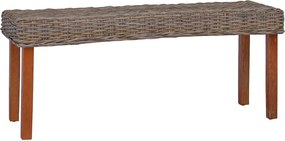 vidaXL Bancă, natural, 110 cm, ratan kubu & lemn masiv de mahon