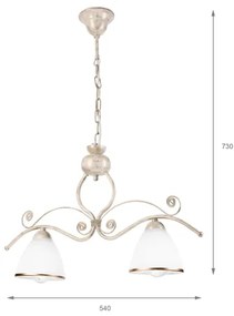 Lustră pe lanț RETRO 2xE27/60W/230V auriu/matină