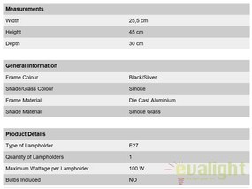 Aplica de perete exterior stil clasic IP43 Hermine AL 11K/82541/A schwarz-silber/abwarts OR