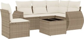 vidaXL Set canapele de grădină cu perne, 6 piese, bej, poliratan