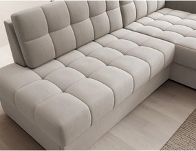 Colțar bej extensibil cu tapițerie din catifea (cu colț pe partea dreaptă/cu șezlong) Blezalt – ELTAP