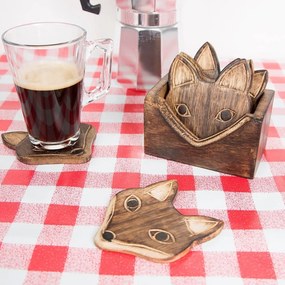 Set de 6 suporturi de pahare cu suport din lemn Sass &amp; Belle Fox