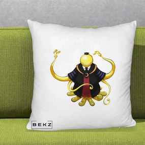 Perna Personalizata Assassination Classroom Koro-sensei, 40x40 cm, Alb Pufos, Husa Detasabila, Perna Inclusa, BEKZ®