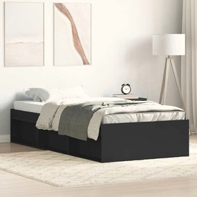 vidaXL Cadru de pat mic single, negru, 75x190 cm