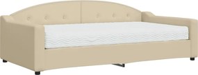 vidaXL Pat de zi cu saltea, crem, 100x200 cm, textil