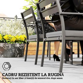 Outsunny Set de Grădină cu Masă Extensibilă și 6 Scaune Stivuibile Gri | Aosom Romania