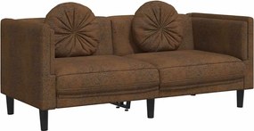 vidaXL Canapea cu perne, 2 locuri, maro, piele întoarsă ecologică