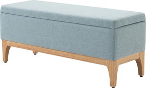 Banca de Depozitare HOMCOM din Tesatura cu Efect In si Lemn pentru Hol, 110x39x45lcm, Albastru deschis | Aosom Romania